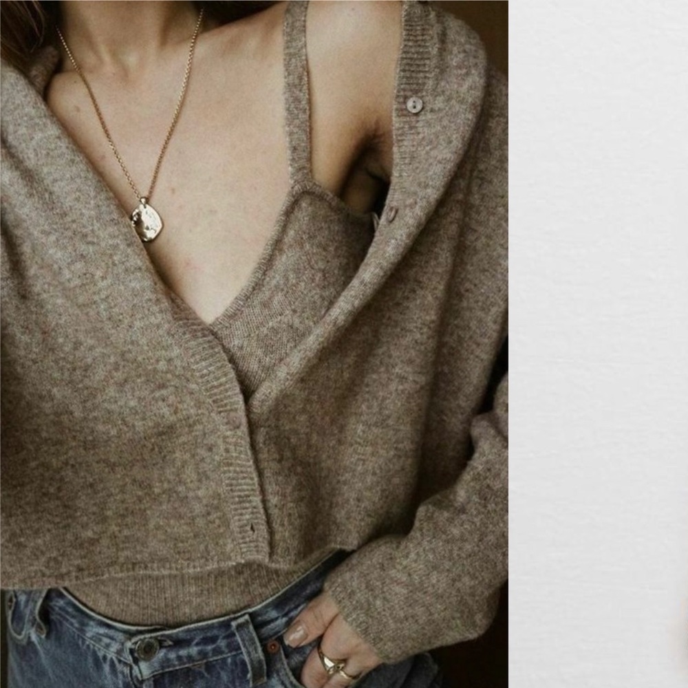 NWT Zara Wool Camel Blend Sweater Crop Top size Large - Picture 7 of 12